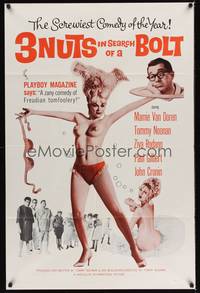 3c009 3 NUTS IN SEARCH OF A BOLT 1sh '64 sexy image of topless Mamie Van Doren!