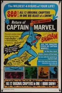 3c019 ADVENTURES OF CAPTAIN MARVEL 1sh R66 Tom Tyler serial, Return of Captain Marvel!