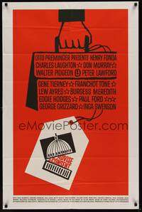 3c020 ADVISE & CONSENT 1sh '62 Otto Preminger, classic Saul Bass Washington Capitol artwork!