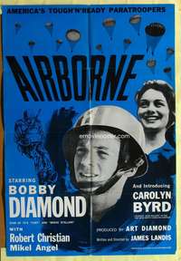 3c025 AIRBORNE 1sh '62 Bobby Diamond, Carolyn Byrd, paratroopers!
