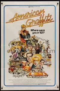 3c037 AMERICAN GRAFFITI 1sh '73 George Lucas teen classic, it was the time of your life!