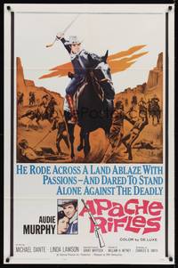 3c049 APACHE RIFLES 1sh '64 Audie Murphy vowed to stop the bloodshed of two warring nations!