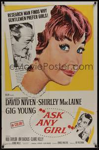 3c057 ASK ANY GIRL 1sh '59 David Niven finds why gentlemen prefer Shirley MacLaine!