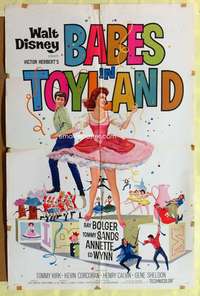 3c063 BABES IN TOYLAND 1sh '61 Walt Disney, Ray Bolger, Tommy Sanders, Annette, musical!