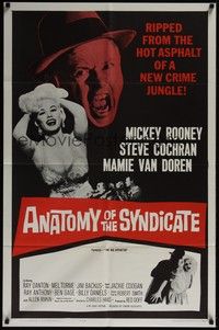 3c101 BIG OPERATOR 1sh R61 art of Mickey Rooney, sexy Mamie Van Doren, Anatomy of the Syndicate!