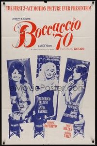 3c113 BOCCACCIO '70 1sh '62 sexy Loren, Ekberg & Schneider, plus Fellini, De Sica & Visconti!