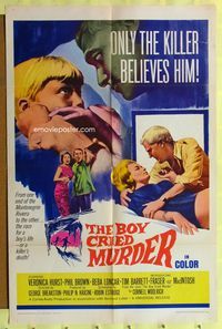3c121 BOY CRIED MURDER 1sh '66 Cornell Woolrich, only the killer believes him!
