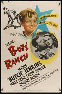 3c123 BOYS' RANCH 1sh '46 art of Butch Jenkins, James Craig, Dorothy Patrick!