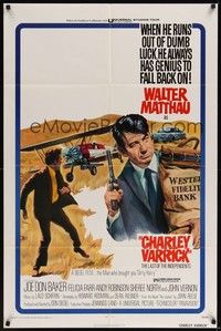 3c165 CHARLEY VARRICK 1sh '73 Walter Matthau in Don Siegel crime classic!