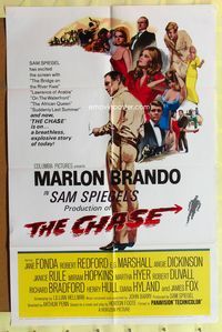3c166 CHASE 1sh '66 Marlon Brando, Jane Fonda, Robert Redford, directed by Arthur Penn!