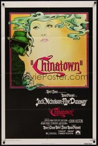 3c174 CHINATOWN 1sh '74 art of Jack Nicholson & Faye Dunaway by Jim Pearsall, Roman Polanski!