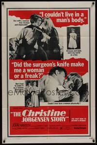 3c175 CHRISTINE JORGENSEN STORY 1sh '70 great c/u of Christine, who was born male on the outside!