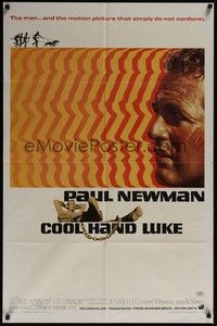 3c193 COOL HAND LUKE 1sh '67 Paul Newman prison escape classic, cool art by James Bama!