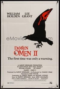 3c208 DAMIEN OMEN II style A 1sh '78 cool art of demonic crow, the first time was only a warning!