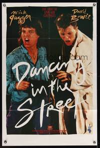 3c209 DANCING IN THE STREET 1sh '85 great huge image of Mick Jagger & David Bowie singing!