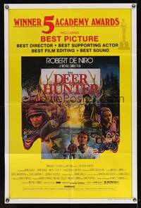 3c228 DEER HUNTER academy awards 1sh '78 Robert De Niro, Michael Cimino, Jezierski artwork!