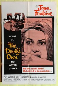 3c234 DEVIL'S OWN 1sh '66 Hammer, Joan Fontaine, what does it do to the unsuspecting?