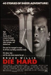 3c236 DIE HARD 1sh '88 cop Bruce Willis is up against twelve terrorists, crime classic!