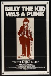 3c239 DIRTY LITTLE BILLY 1sh '72 cool art of Michael J. Pollard as Billy the Kid!