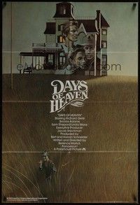 3c216 DAYS OF HEAVEN English 1sh '78 Richard Gere, Brooke Adams, cool artwork of cast!