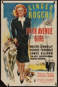 3c281 FIFTH AVENUE GIRL 1sh '39 beautiful poor Ginger Rogers cheers up rich Walter Connolly!