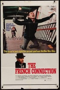 3c299 FRENCH CONNECTION 1sh '71 Gene Hackman in movie chase climax, directed by William Friedkin!