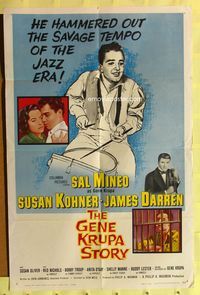 3c307 GENE KRUPA STORY 1sh '60 Sal Mineo hammered out the savage tempo of the Jazz Era!
