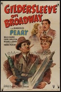 3c317 GILDERSLEEVE ON BROADWAY style A 1sh '43 Harold Peary of radio fame is holding New York City!
