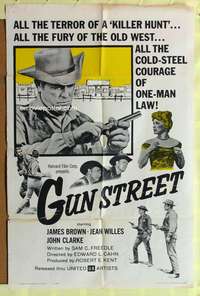 3c332 GUN STREET 1sh '61 James Brown checking his revolver, Jean Willes, John Clarke!