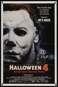 3c338 HALLOWEEN 4 1sh '88 Ten years ago he changed Halloween. tonight Michael Myers is back!