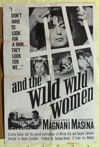 3c351 HELL IN THE CITY 1sh '61 And the Wild Wild Women, Anna Magnani, Giulietta Masina!