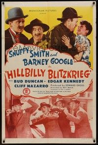 3c358 HILLBILLY BLITZKRIEG 1sh '42 Bud Duncan as Snuffy Smith in WWII!