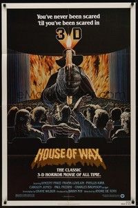 3c366 HOUSE OF WAX 1sh R81 cool Larry Salk 3-D horror artwork of man holding burning candle!