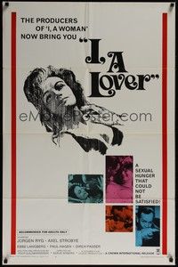 3c374 I A LOVER 1sh '68 Jessie Flaws had a sexual hunger that could not be satisfied!