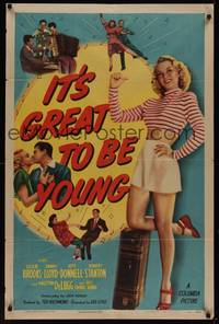 3c389 IT'S GREAT TO BE YOUNG 1sh '46 sexy Leslie Brooks & teen swing dancers!