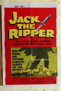 3c391 JACK THE RIPPER 1sh '60 American detective helps Scotland Yard find fabled killer!