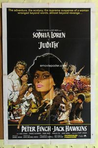 3c399 JUDITH 1sh '66 Daniel Mann directed, artwork of sexiest Sophia Loren & Peter Finch!