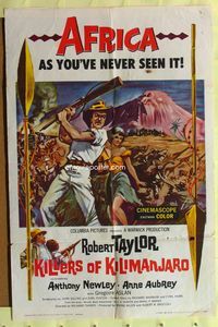 3c409 KILLERS OF KILIMANJARO 1sh '60 art of Robert Taylor in Africa's most savage mountains!