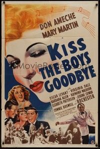 3c415 KISS THE BOYS GOODBYE style A 1sh '41 great art of winking Mary Martin looking over cast!
