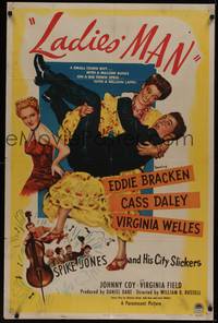 3c419 LADIES' MAN 1sh '46 wacky image of Eddie Bracken, Cass Daley & Virginia Welles!