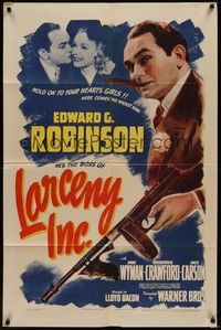 3c422 LARCENY INC. 1sh '42 hold on to your hearts girls, Edward G. Robinson is the racket king!