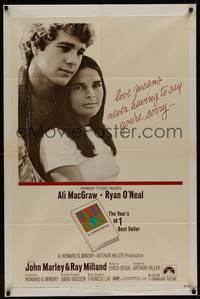 3c452 LOVE STORY int'l 1sh '70 great romantic close up of Ali MacGraw & Ryan O'Neal!