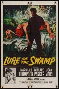 3c454 LURE OF THE SWAMP 1sh '57 two men & a super sexy woman find their destination is Hell!