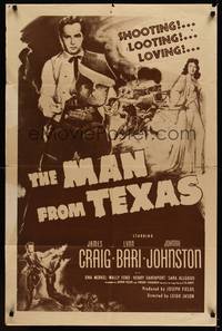 3c479 MAN FROM TEXAS 1sh R50s great art of James Craig pointing two guns!