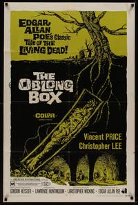 3c613 OBLONG BOX 1sh '69 Vincent Price, Christopher Lee, Edgar Allan Poe, cool horror art!