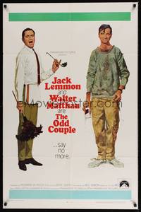 3c614 ODD COUPLE 1sh '68 art of best friends Walter Matthau & Jack Lemmon by Robert McGinnis!