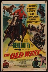 3c618 OLD WEST 1sh '52 Gene Autry rides Champion, busts broncs & knocks out bullies!