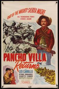 3c649 PANCHO VILLA RETURNS 1sh '50 Leo Carrillo as The Robin Hood of Mexico!