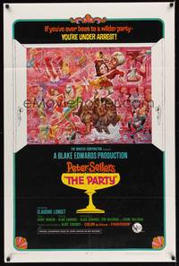 3c662 PARTY style B 1sh '68 Peter Sellers, Blake Edwards, great art by Jack Davis!