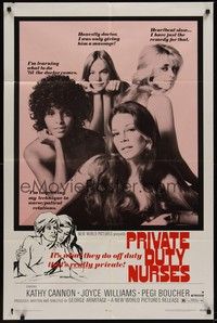 3c691 PRIVATE DUTY NURSES 1sh '71 sexy Kathy Cannon & Joyce Williams, hospital sexploitation!